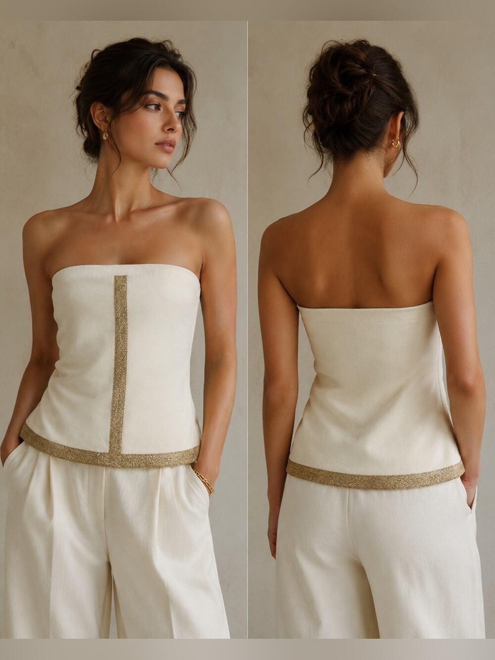 Midnight Velvet Viscose Cream Knit Glamorous Old Money Luxurious Tube Top 2XL